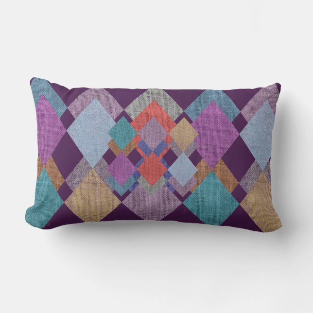 Geometric Mönster Lila Lilac Blue Orange Gult Lumbarkudde (Framsida)