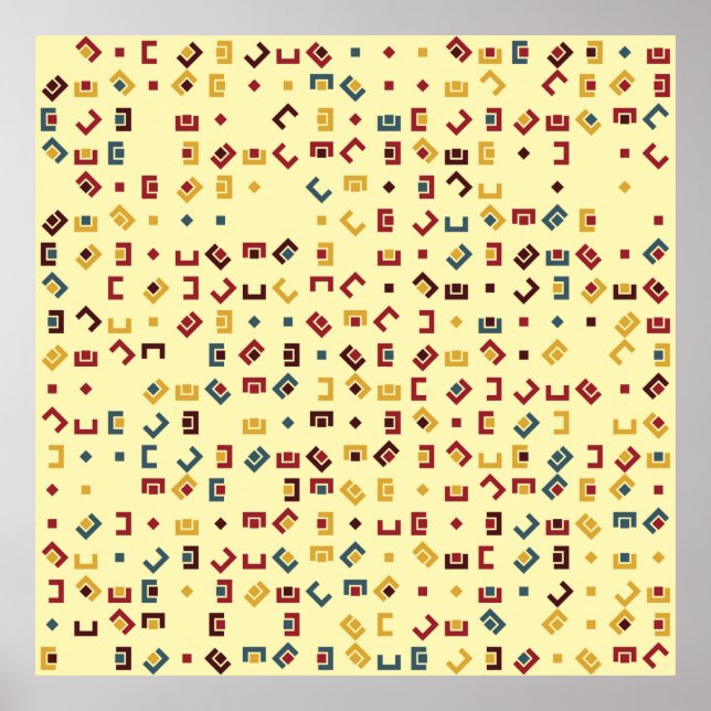 Geometric mönster med färgad inslag, vintage poster (Framsidan)