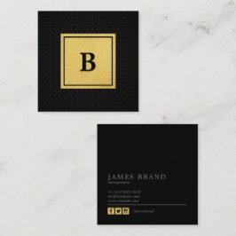 Geometric Mönster med Faux Gold Foil Monogram Fyrkantigt Visitkort