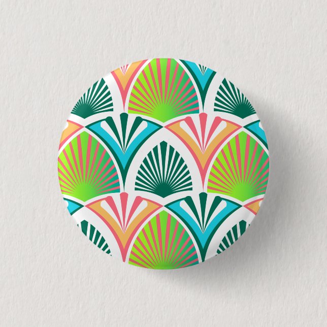 Geometric mönster med handflatan löv och blommor knapp (Framsida)