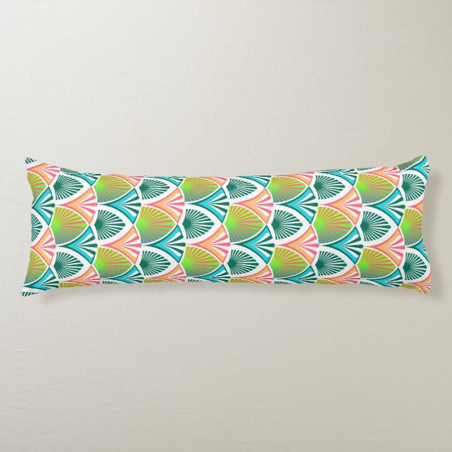 Geometric mönster med handflatan löv och blommor kroppskudde (Framsidan)