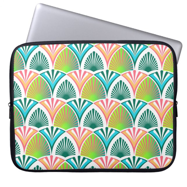 Geometric mönster med handflatan löv och blommor laptop fodral (Framsidan)
