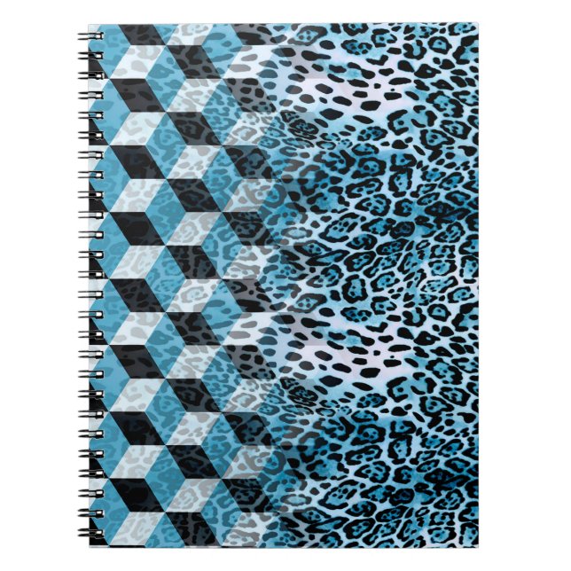 Geometric mönster med leopard skin, leopard patte anteckningsbok (Framsidan)