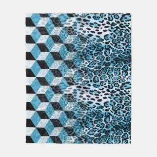 Geometric mönster med leopard skin, leopard patte fleecefilt