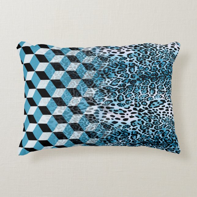 Geometric mönster med leopard skin, leopard patte prydnadskudde (Framsidan)