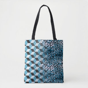 Geometric mönster med leopard skin, leopard patte tygkasse