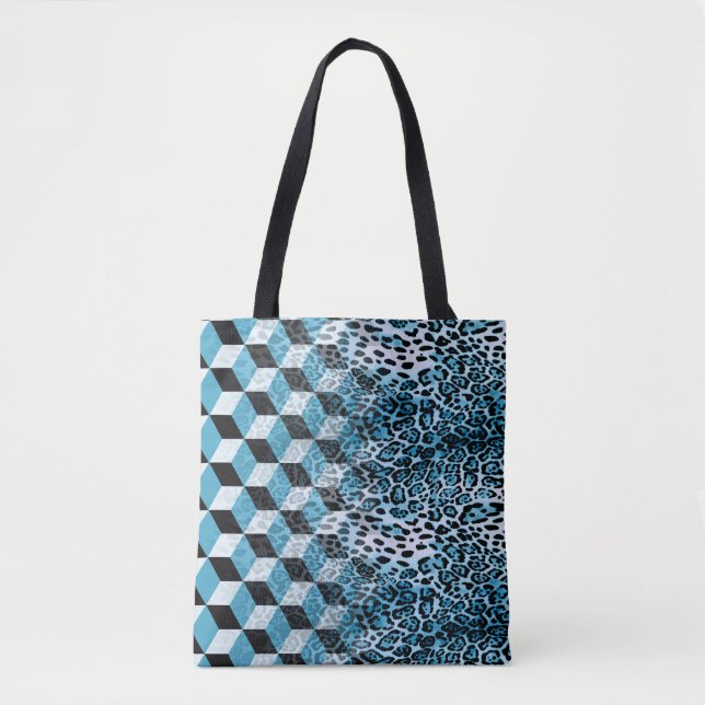 Geometric mönster med leopard skin, leopard patte tygkasse (Framsida)