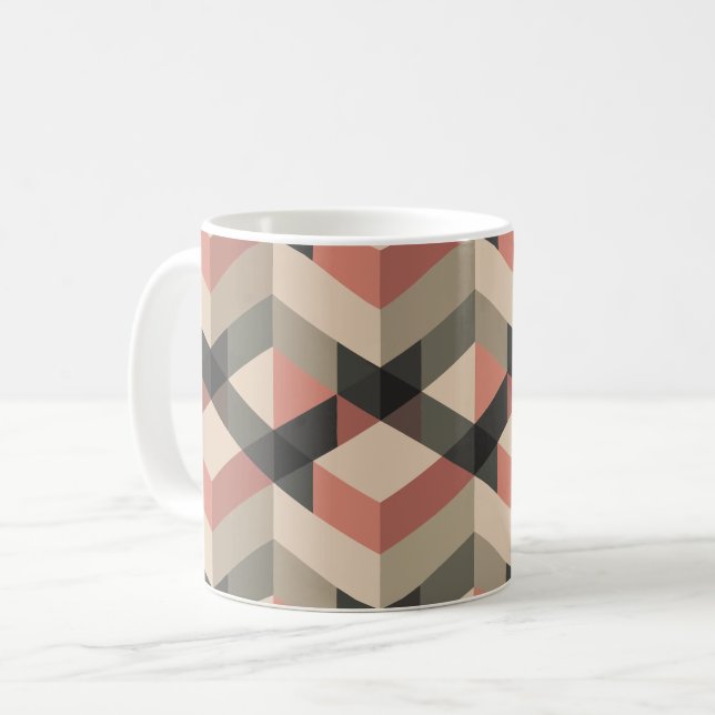 Geometric Mönster med Retro Färg Palette Kaffemugg (Framsida vänster)