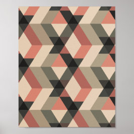 Geometric Mönster med Retro Färg Palette Poster