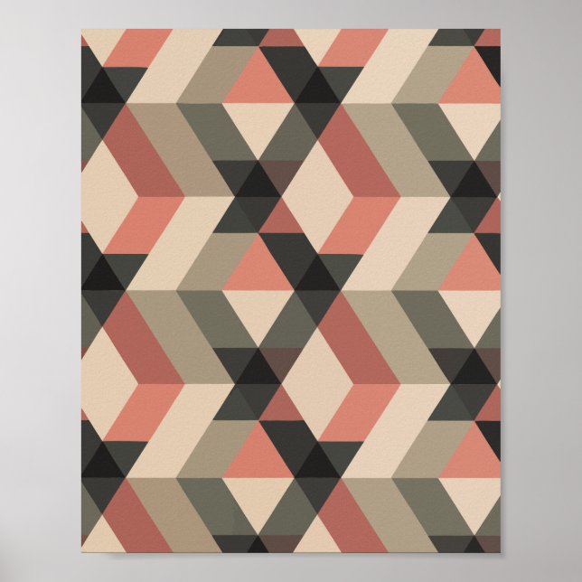 Geometric Mönster med Retro Färg Palette Poster (Framsidan)