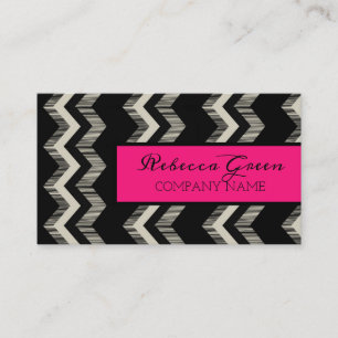 Geometric Mönster Mode rosa Black White Chevron Visitkort
