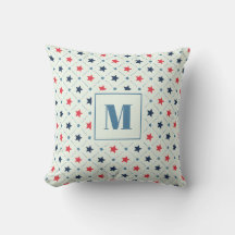 Geometric Mönster Monogram, röd, blå stjärna