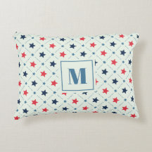 Geometric Mönster Monogram, röd, blå stjärna