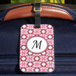 Geometric Mönster Monogram rosa White Circle Bagagebricka