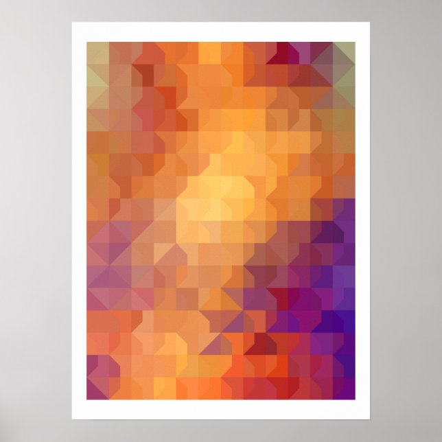 Geometric Mönster | Orange Kvadratlinjer och trian Poster (Framsidan)