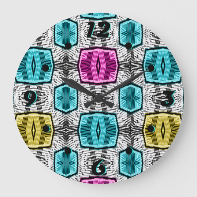 Geometric mönster-retro 66 stor klocka (Framsida)