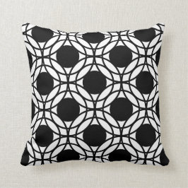Geometric Mönster, svarta och vita cirklar Kudde