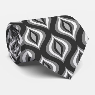 Geometric Mönster, svarta och vita droppar Slips