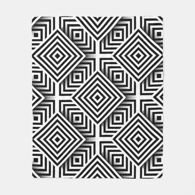 Geometric mönster. Svartvit. Fack och st Fleecefilt (Framsidan)