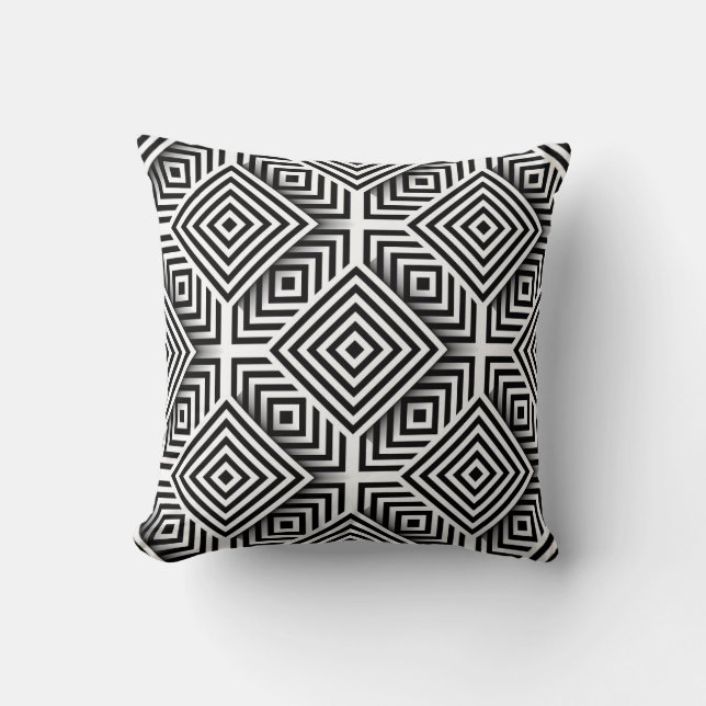 Geometric mönster. Svartvit. Fack och st Kudde (Framsida)