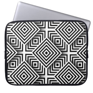 Geometric mönster. Svartvit. Fack och st Laptop Fodral