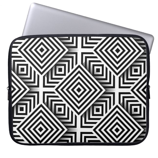 Geometric mönster. Svartvit. Fack och st Laptop Fodral (Framsidan)