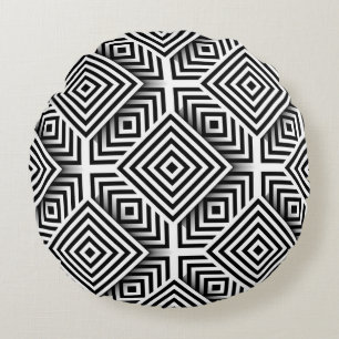 Geometric mönster. Svartvit. Fack och st Rund Kudde