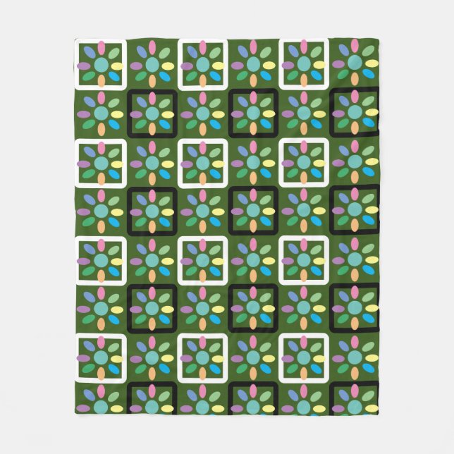 Geometric mönster-trädgårdsblomma fleecefilt (Framsidan)
