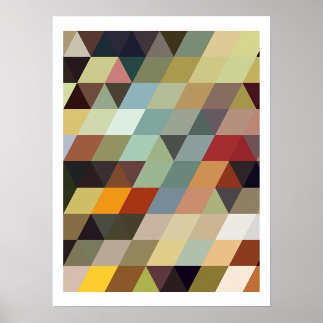 Geometric Mönster | Trianglar för Multifärgad Poster (Framsidan)