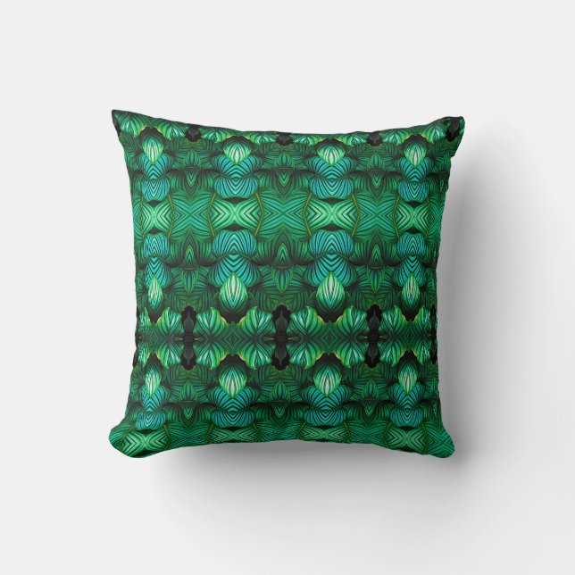 Geometric mönster tropical löv grönt art pelare kudde (Framsida)