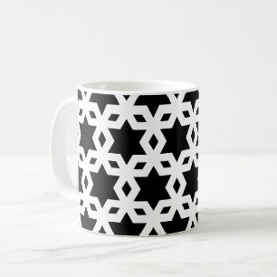 Geometric Mönster, vit svart hörn, stjärnor Kaffemugg