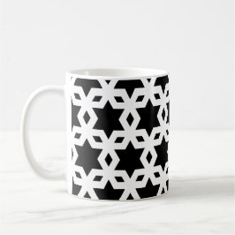 Geometric Mönster, vit svart hörn, stjärnor Kaffemugg