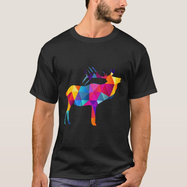Geometric Moose Low Poly Polygon Moose T Shirt (Framsida)