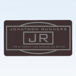 Geometric Mörk Brown & Grått Returadress Adressetikett