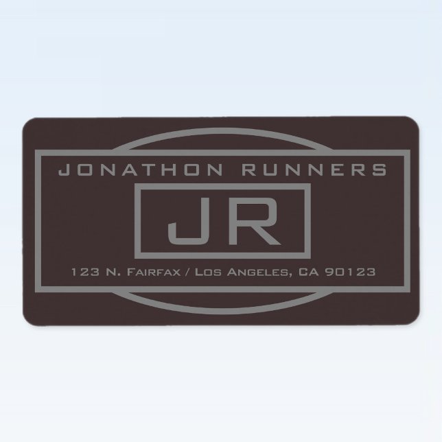 Geometric Mörk Brown & Grått Returadress Adressetikett (Skapare uppladdad)