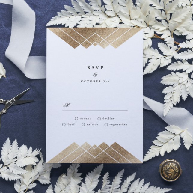 Geometric Mörk Navy Guld Gatsby Bröllop OSA (Skapare uppladdad)