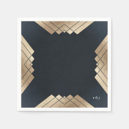 Geometric Mörk Navy Guld Gatsby Bröllop Pappersservett