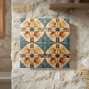 Geometric Moroccan Tile Mönster#1 Teal Guld ID1077 Kakelplatta