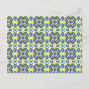 Geometric Moroccan Watercolor Seamless Mönster 3 Vykort