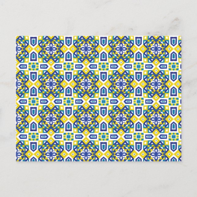 Geometric Moroccan Watercolor Seamless Mönster 3 Vykort (Framsida)