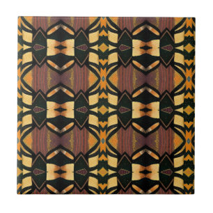 Geometric mosaic brun gult orange kattunge röster kakelplatta