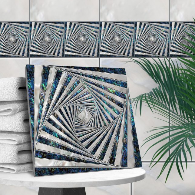 Geometric Mosaic Spiral - Abalone Pearl Kakelplatta (Skapare uppladdad)