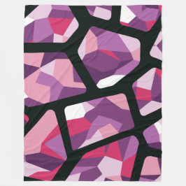 Geometric Mosaic,Vibrant Rosa och Lila Gemstones Fleecefilt