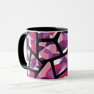 Geometric Mosaic,Vibrant Rosa och Lila Gemstones Mugg