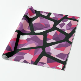 Geometric Mosaic,Vibrant Rosa och Lila Gemstones Presentpapper