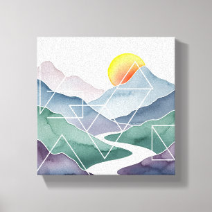 Geometric Mountain Landscape Wall Art abstrakt Canvastryck