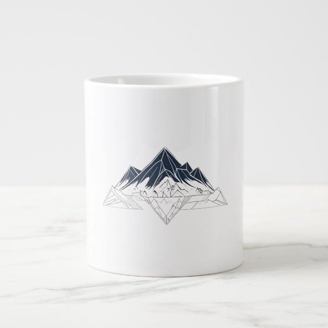 Geometric Mountain Outline Personalized Family Nam Jumbo Mugg (Framsidan)