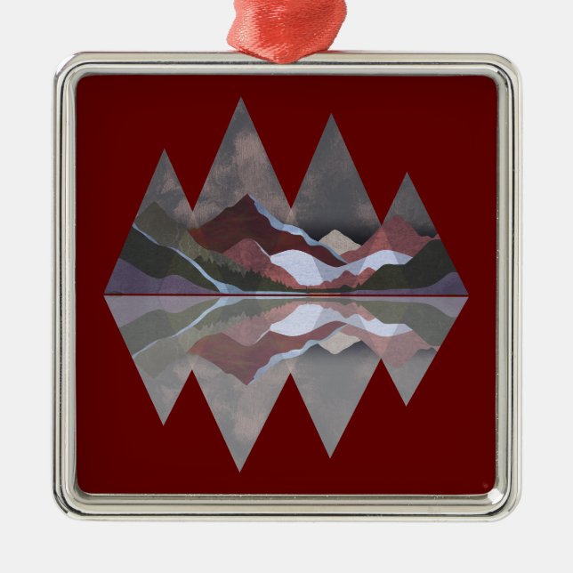 Geometric Mountain Scene Julgransprydnad Metall (Framsidan)