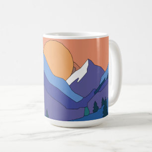 Geometric Mountain Sunset Kaffemugg