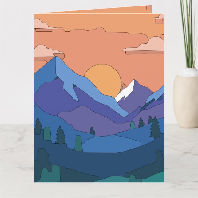 Geometric Mountain Sunset Kort (Framsida)